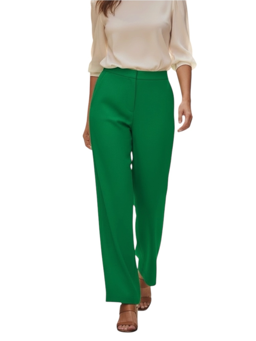 Bar III Wide Leg Women’s Pants, Relaxed,‎ High-Rise, Color Green, Size 16W